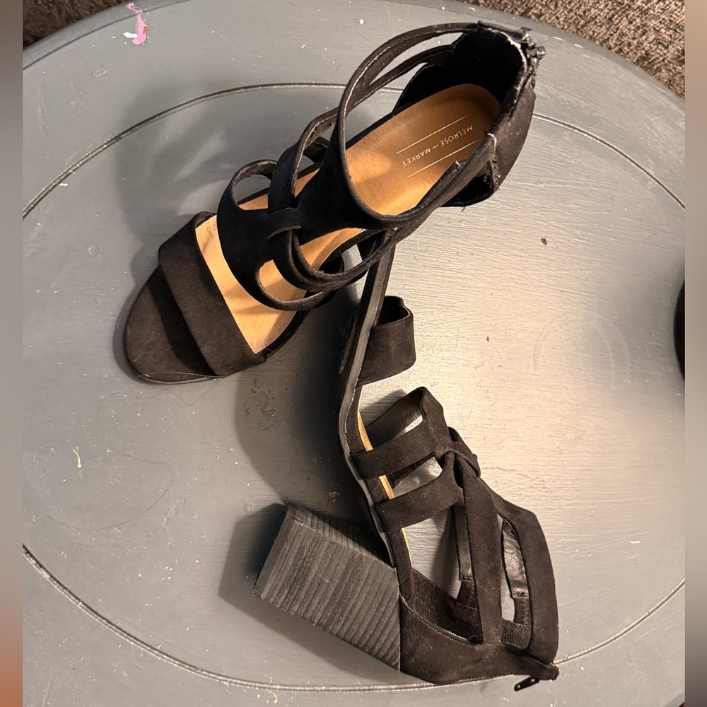 Melrose and Market Black Strappy Heeled Sandals
